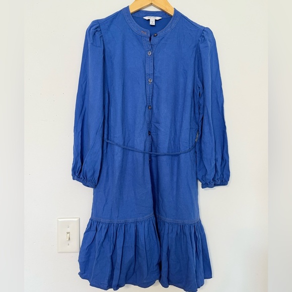 Nine West Women’s Blouson Sleeve Belted Dress Size S – Blue Casual - Picture 6 of 10